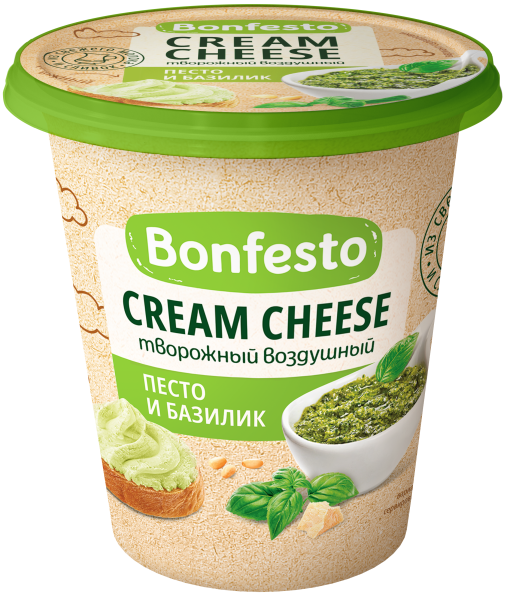 Сыр творожный Кремчиз воздушный песто-базилик Bonfesto 65% 125 г