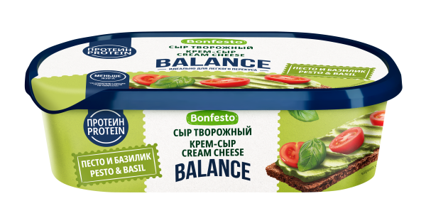 Сыр творожный Кремчиз Песто и базилик Bonfesto BALANCE 65% 140 г